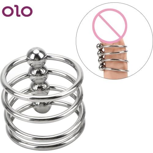OLO 30/33/35mm Cock Rings Penis Ring Stainless Steel Foreskin Resistance Ring Delayed Ejaculation Training Sex Toys for Men