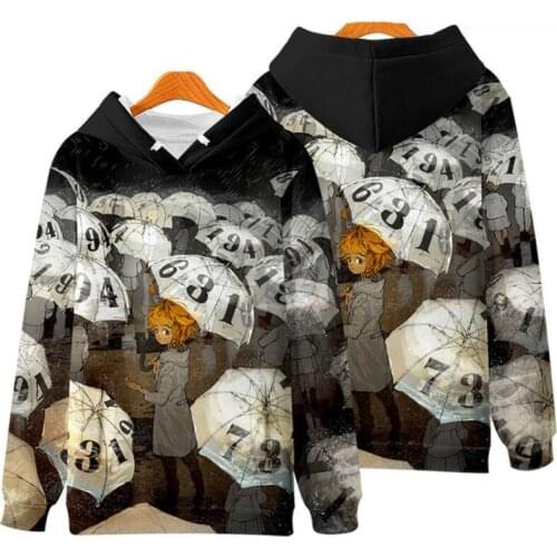 Anime The Promised Neverland Cosplay Costume Emma Norman Ray 3D Printed Oversized Women/men Hoodies Sweatshirts Casual Tracksuit