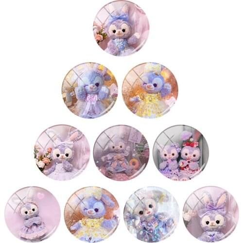 Disney Star Dew Plush Doll Photo Ornaments 12mm/15mm/16mm/18mm/20mm Photo Glass Cabochon Dome Flat Back DIY Creative Ornaments