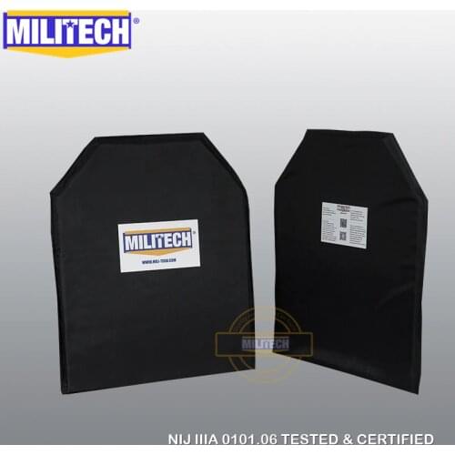 MILITECH 11 x 14 Shooters Cut NIJ Level 3A NIJ 0115.00 Level 2 Stab Resistant Bulletproof Plate Aramid Soft Ballistic Panel Pair