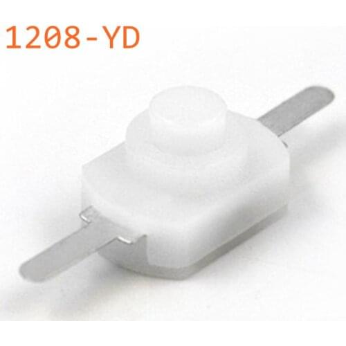 100pcs DC 30V 1A White On Off Mini Push Button Switch for Electric Torch 1208-YD Self-locking control Flashlight Switchs