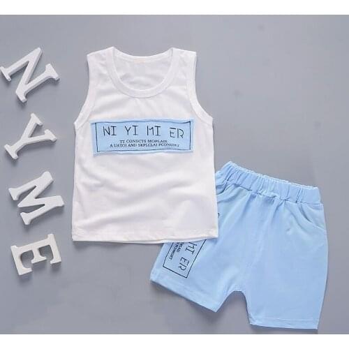 Fashion Childrens Clothing 2018 Hot Summer New Childrens Alphabet Printing T-shirt + Shorts Boy sports Suit Two-piece