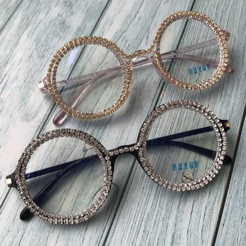 Fashion Luxury Round Sunglasses Women Vintage Oversized Rhinestone Sun Glasses Men Brand Designer Eyewear Oculos de sol UV400
