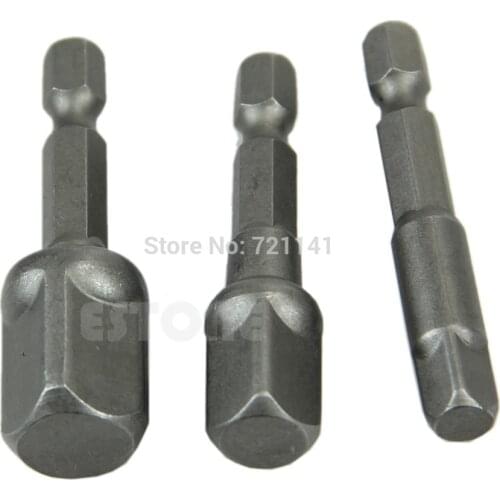 3 Sizes Socket Adapter Set Hex Shank to 1/4",3/8",1/2" Impact Driver Drill BIts