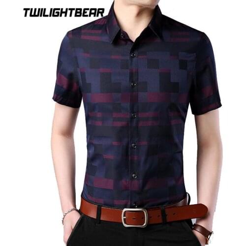 New Mens Shirt Male Short Sleeve Plaid Shirt Summer Fashion Business Casual Shirt For Men Brand Clothing Blouse BJ48033