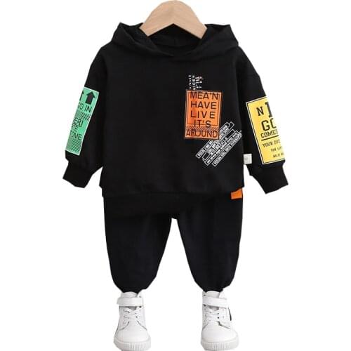 New Spring Autumn Baby Girl Clothes Children Boys Cotton Letter Hoodies Pants 2Piece Set Toddler Fashion Costume Kids Tracksuits
