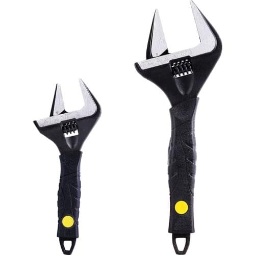 New 2Pcs Adjustable Wrench Deep Jaw Wide Opening Heavy-Duty Plumbing Spanner Set Multifunctional Wrench (6 /12 In)