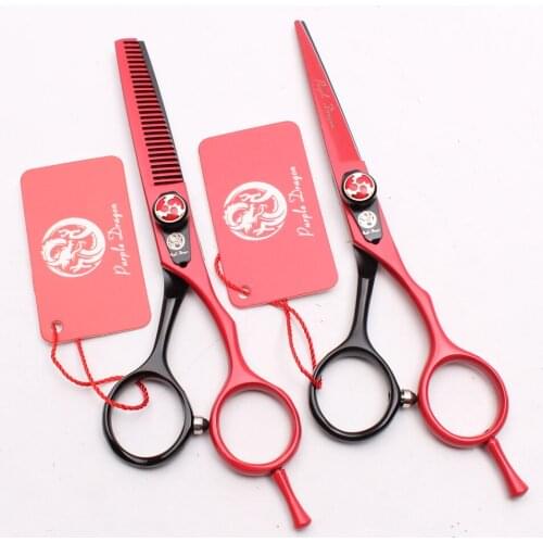 Z1018 6" 17.5cm Red 440C Purple Dragon Barber Scissors Cutting Shears Thinning Scissors Professional Hair Scissors Styling Tool
