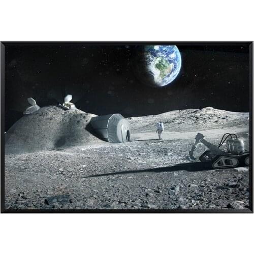 Moon Poster Earth Spaceman Astronaut Wall Art Canvas Painting Pictures Modern Minimalist Home Decor Universe Art