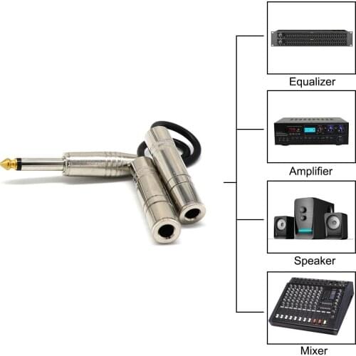 PRO 6.35mm 1/4 inch Stereo Jack Splitter Cable Adapter Lead Plug to 2 x Sockets