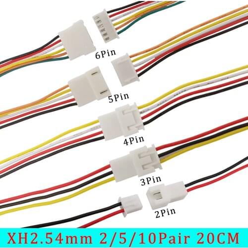 JST XH2.54mm 2-6Pin Connector JST XH2.54 Pitch 2.54mm 20CM 26AWG 2P 3P 4P 5P 6P Male Female Plug Socket Wire Cable Connector