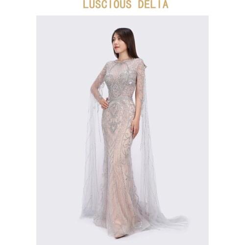 Dubai celebrity luxury Beaded Evening Dresses 2021 New style Formal dress Special Cape
