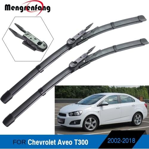 For Chevrolet Aveo T300 Car Front Windscreen Wiper Soft Rubber Wiper Blades J Hook & Pinch Tab Arms 2002-2018