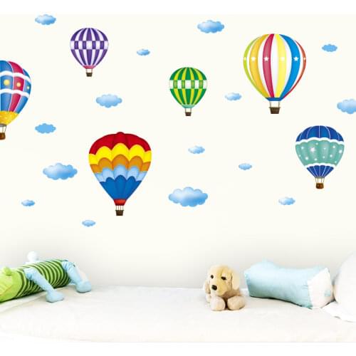 [shijuekongjian] Hot Air Balloon Wall Stickers DIY Cartoon Wall Decals for Kids Bedroom Living Room Nursery Glass Decoration
