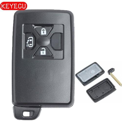 Keyecu Smart Remote Key Case 3 Button Black Replacement Car Key Shell for Toyota with Uncut Blade (only key shell )