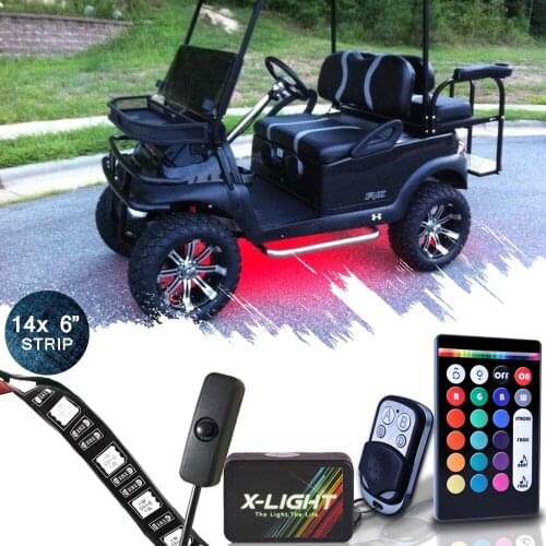 X-LIGHT Golf Cart Underbody Glow LED Lighting Kit | 18 Full-Color Accent Neon Strips w/Switch | Music Active| Brake Mode| 14x 6"