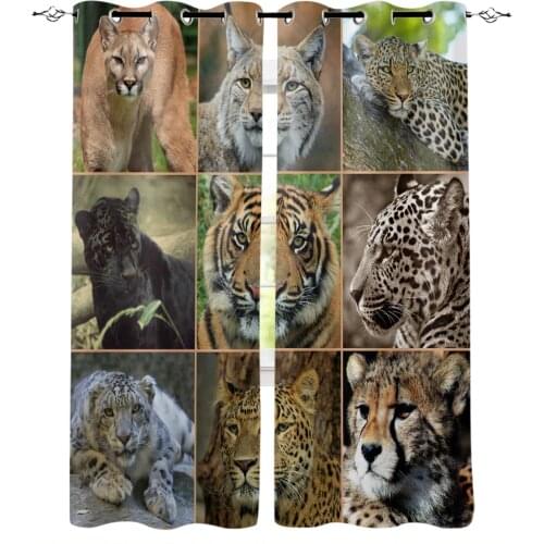 Animal Tiger Leopard Lion Blackout Curtains For Bedroom Blinds Drapes Window Curtains For Living Room High Shading