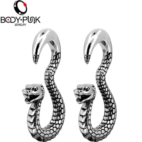 Body Punk 1 pair Snake Earring Piercings Tunnels Ear Plugs Taper Spiral Swirl Flesh Expander Stretcher Ear Gauge Body Jewelry