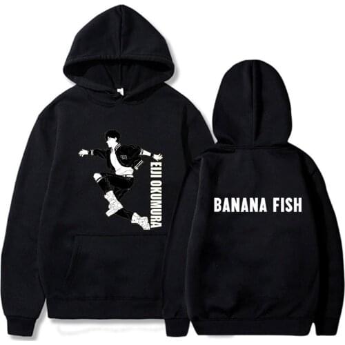Banana Fish Hoodie Letter Elements Long Sleeve Pullovers Tops Unisex Clothes