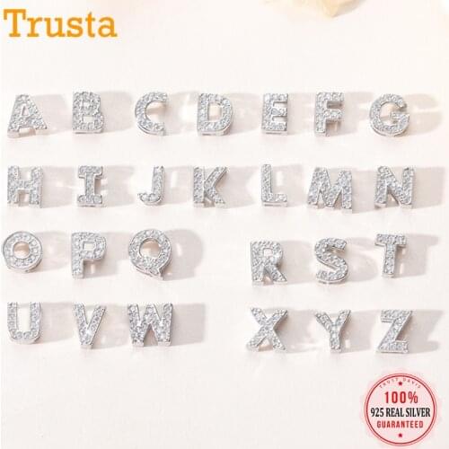 Trustdavis Real 925 Sterling Silver Sweet 26 Letter Shiny CZ Pendant DIY Accessories For Women Wedding Fine S25 Jewelry DA2069