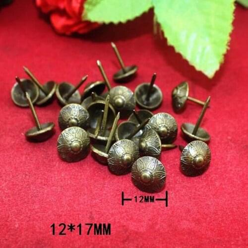 Vintage Nails Antique Flower Pattern Carved Nail Decorative Tacks Stud Wooden Box Case Furniture Nails Pushpin,12*17mm,200Pcs
