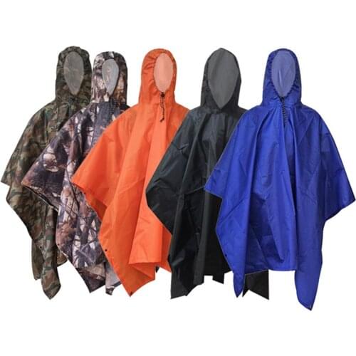 3 in 1 Waterproof Adult Long Raincoat Women Men Rain Coat Jacket Hooded Poncho for Outdoor Hiking Travel Fishing Climbing Rainwe