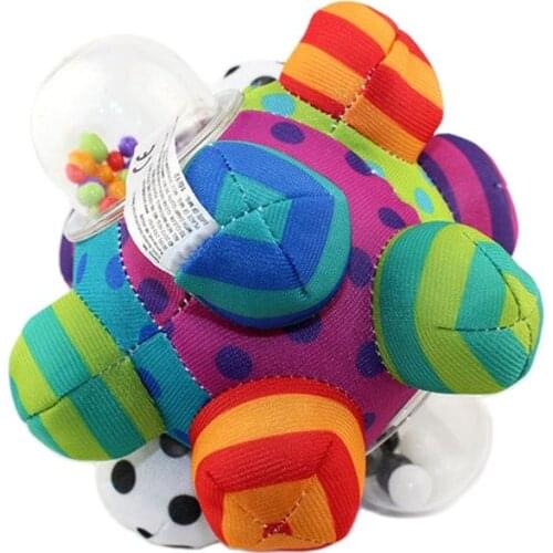 High quality Colorful Baby Ring Ball Cute Plush Soft Cloth Hand Rattles Training Grasping Ability Toy For Baby Ring bell Toys