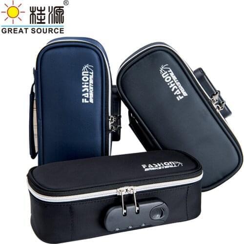 Code Lock Pen Box Big Canvas Pencil Case Girl Boy Stationery Organizer Box Big Space High Quality Storage School Office Supplies