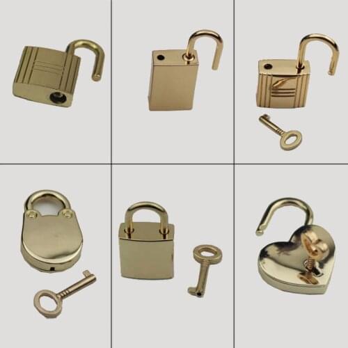 Heart shape lock Stripe lock glossy lock bag lock hardware accessories ornaments light gold decoration luggage padlock