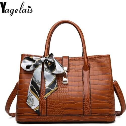High Quality PU Leather Womens Handbag Chain Shoulder Messenger bag Ribbon Bow Tote Bag