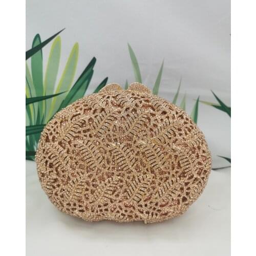 Lady Rose gold Rhinestone Crystal Clutch Bags High Quality Women Diamond Party Wedding Clutches Bags Luxury Min Bag Purse Wallet