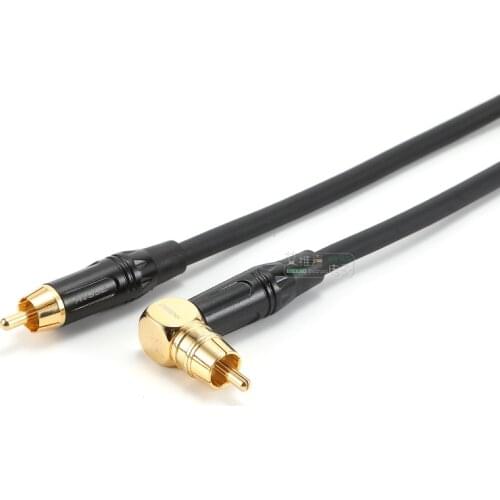 1Pcs high shield RCA male red and white AV audio cable subwoofer speaker amplifier elbow 90 degree L plug