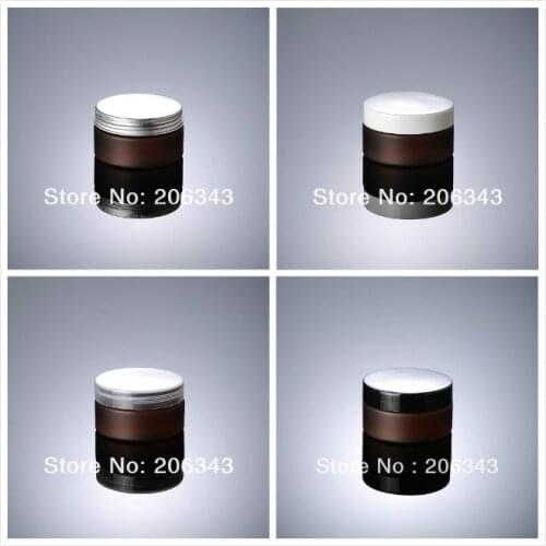 100G frosted brown plastic PET bottle/jar/pot with few colors lid for essence/cream/mask/gel/moisturizer/wax/cosmetic packing