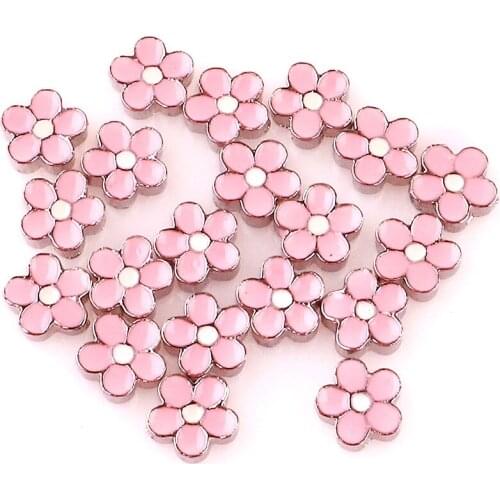 20Pcs/lot Enamel Cute Beautiful Flowers Floating Charms Making Necklaces Handcraft Jewelry Supplies