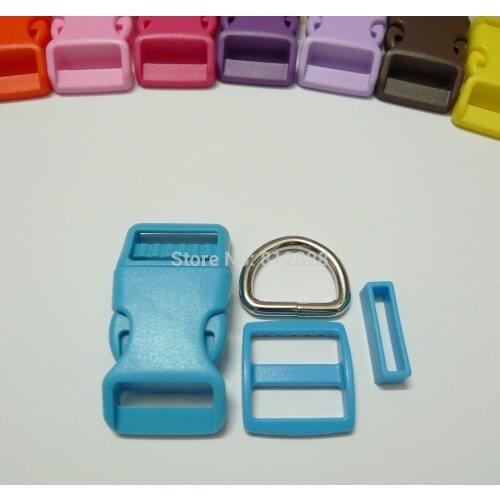 25 Sets 1'' 25mm #7 BLUE COLOR Dog Collar Hardware Curved Side Release Buckle Set