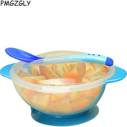 3Pcs set Baby Spoon Bowl Learning Dishes food Bowl Temperature Sensing Spoon Baby Tableware baby food Baby Feeding Bowls dishes