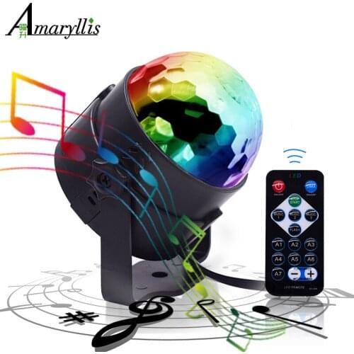 3LEDS Stage Light Atmosphere Strobe Crystal Ball RGB Sound Activated Party Bar Disco Decoration Lights with Remote Controller