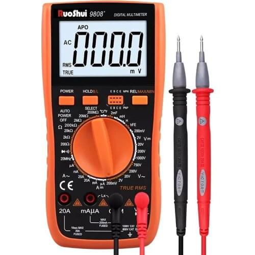 9808+Digital Multimeter High Precision Multimeter Tester 2000uF Capacimeter with Frequency Temperature and Inductance Measuring