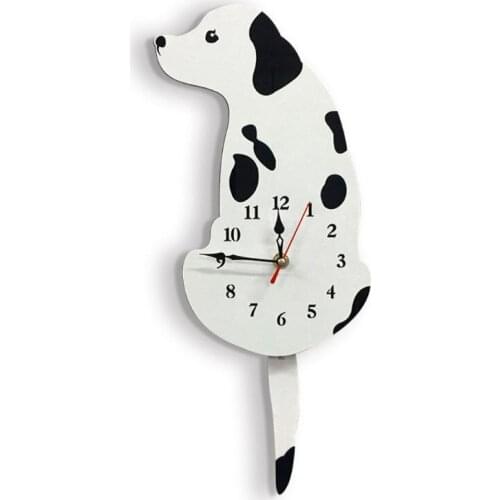 Cartoon Animal Wall Clock Lovely Dog Acrylic Clock with Swing Tail Home Decor Dropship