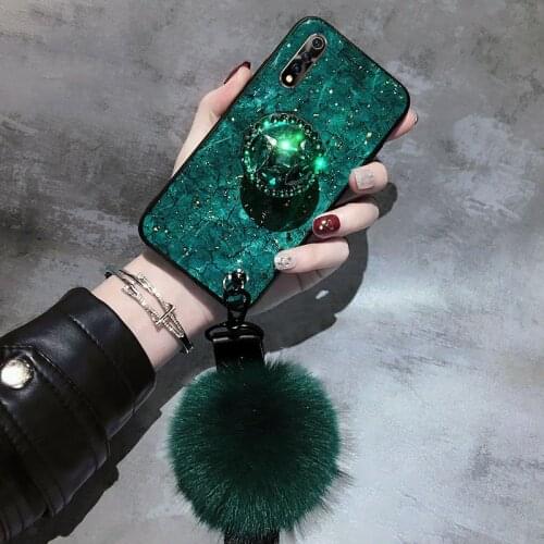 ALLCHW For Samsung A10 A20 A30 A50 A70 A7 2018 A6Plus A8Plu DIY crystal holder Stand+Fur Ball+Strap Phone case Glitter TPU Coque
