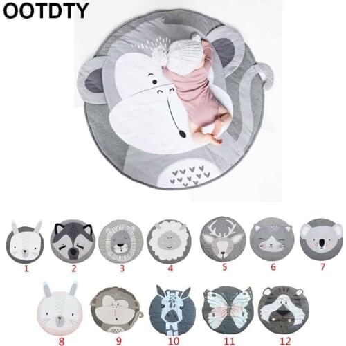 Baby Game Crawling Mat Newborn Cartoon Animal Cotton Blanket Round Floor Carpets for Kids Room Nursery Decor