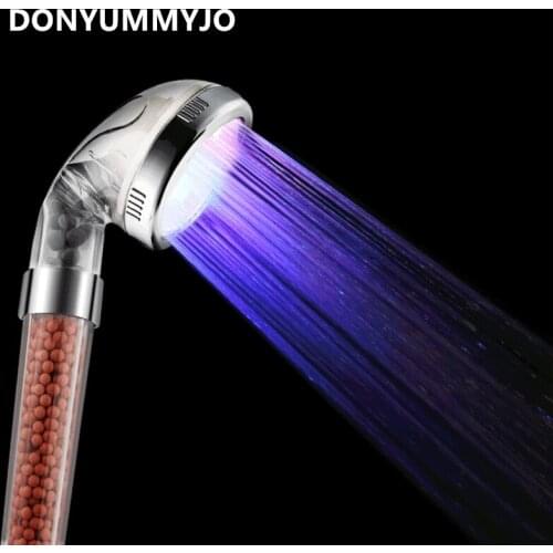 DONYUMMYJO 1pc LED Anion Shower SPA Shower Head Pressurized Water -Saving Temperature Control Colorful Handheld Big Rain Shower