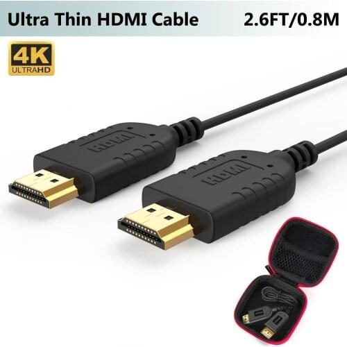 FOINNEX Ultra Thin HDMI Cable 2.6 FT, 4K Hyper Super Flexible Slim HDMI 2.0 Cord, Worlds Extreme Thinnest HDMI Cables for Gimba
