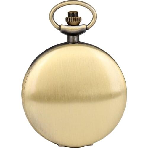 Smooth Bronze Cover Pocket Watch Men Women White Dial With Arabic Numerals Pocket Watches Alloy Pendant Chain Pendant Clock