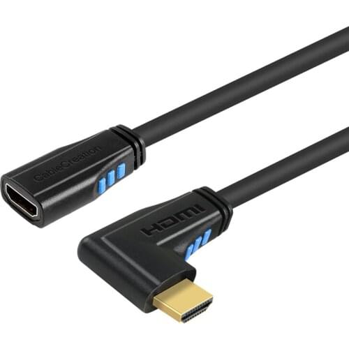 HDMI 2.0 Male to Female Extension Cable,Left Angle 90 Degree Vertical Left 4K(60Hz),3D Video, Ethernet,Audio Return Channel