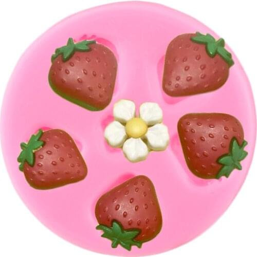 Strawberry Silicone Molds DIY Wedding Flower Cupcake Topper Fondant Cake Decorating Tools Candy Clay Chocolate Gumpaste Moulds