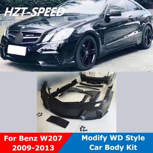 Resin Unpainted Car Body Kit Front Rear Bumper Side Skirts Exhaust Pipe Throat For Benz W207 E200 E260 E300 Refitting WD Style
