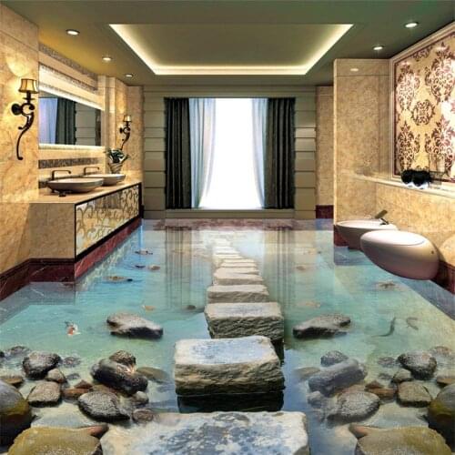 Beibehang Beautiful pvc 3d wallpaper seaside pond painting waterproof self-adhesive 3d flooring painting papel de pared tapety