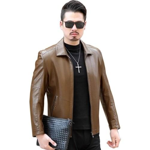 Leather Jacket Men Soft PU Leather Jacket Male Business casual Man Large size XXXL