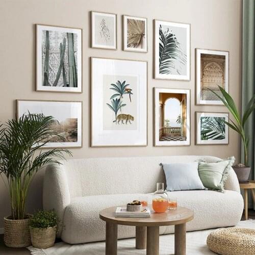 Landspace Leaf Plant Tiger Animal Wall Art Poster And Print Abstract Hand In Hand Line Drawing Nordic Canvas Painting Home Decor